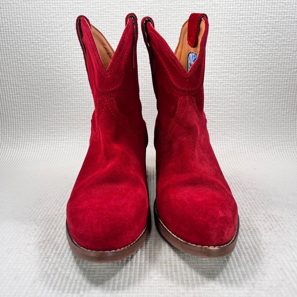 Dingo Tumbleweed Boots Women's 9 Red Suede Leather Lined Mid Calf Cowboy Booties - Picture 4 of 9